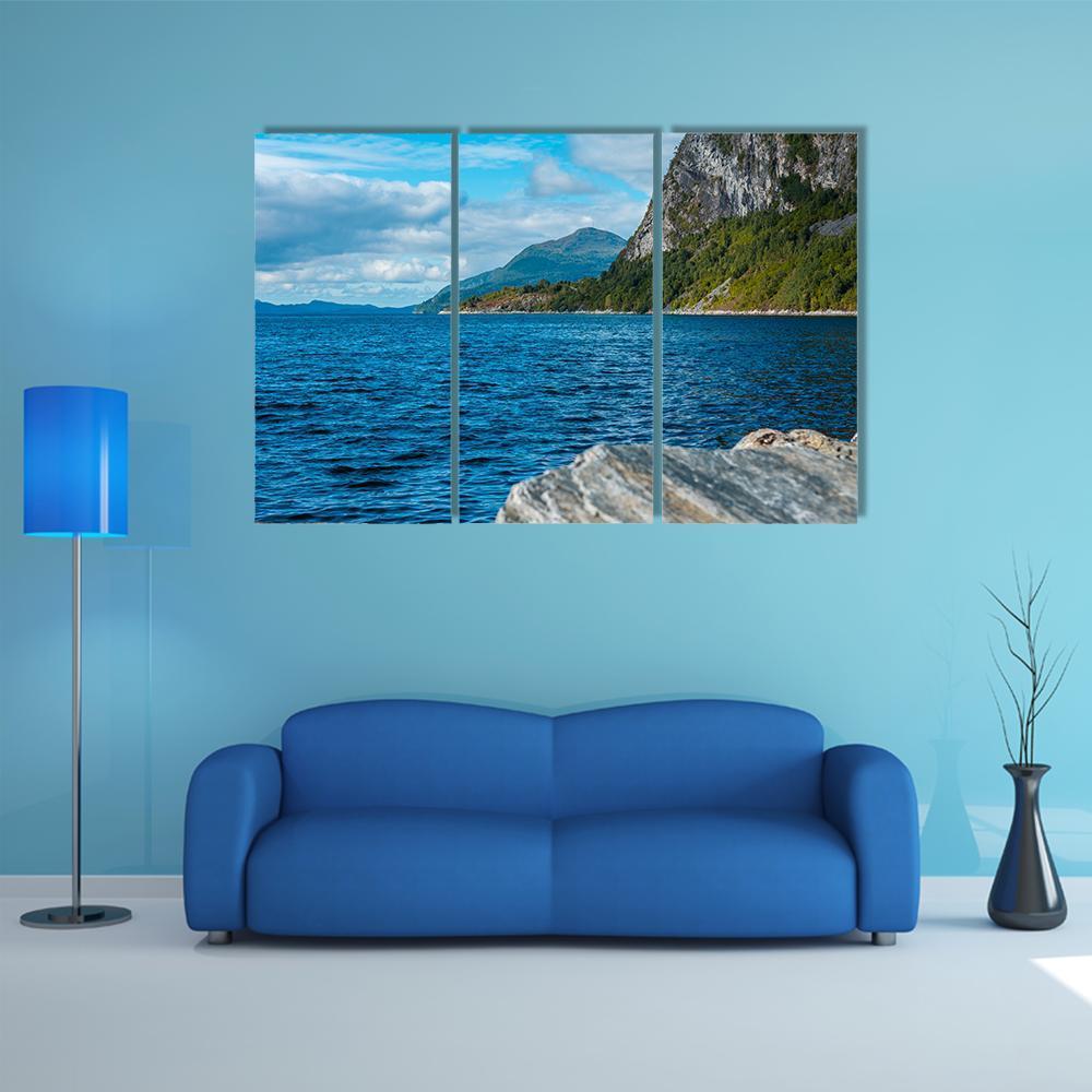 Fjord With Mountains Volda Canvas Wall Art-3 Horizontal-Gallery Wrap-37" x 24"-Tiaracle