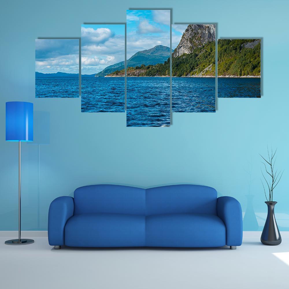 Fjord With Mountains Volda Canvas Wall Art-5 Star-Gallery Wrap-62" x 32"-Tiaracle