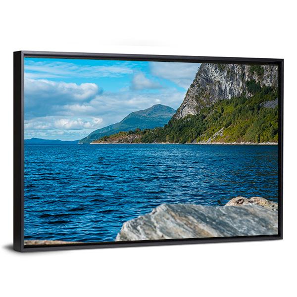 Fjord With Mountains Volda Canvas Wall Art-3 Horizontal-Gallery Wrap-25" x 16"-Tiaracle