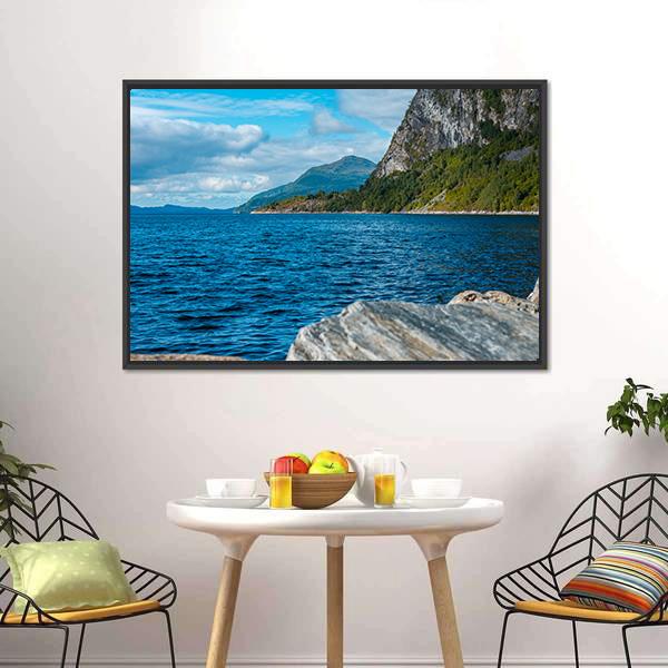 Fjord With Mountains Volda Canvas Wall Art-3 Horizontal-Gallery Wrap-25" x 16"-Tiaracle