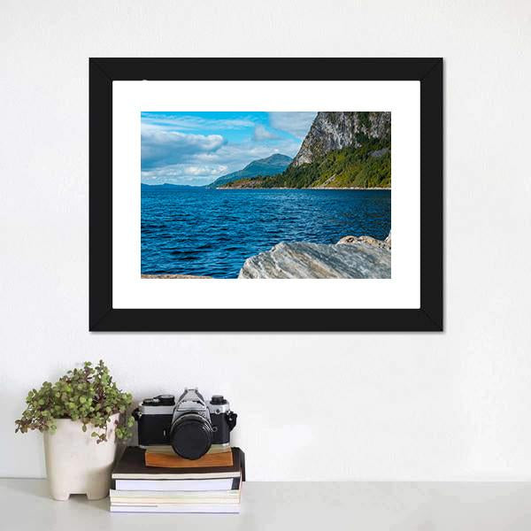 Fjord With Mountains Volda Canvas Wall Art-1 Piece-Framed Print-20" x 16"-Tiaracle