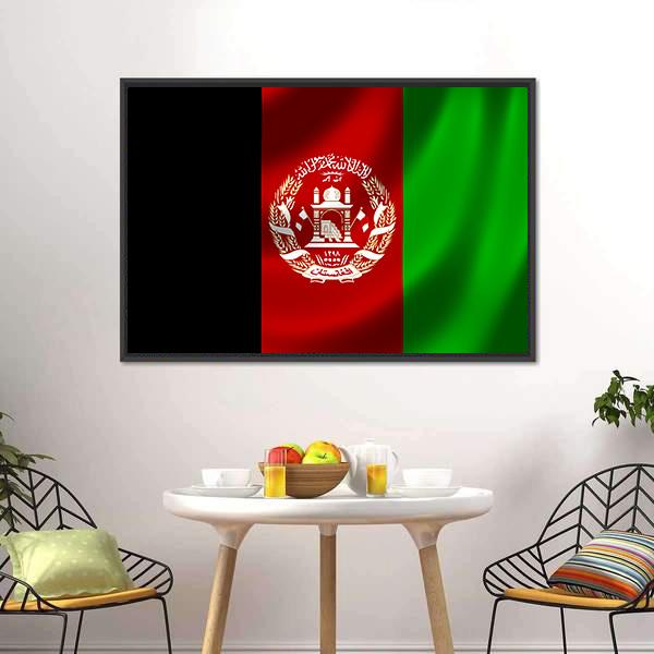 Flag Of Afghanistan Canvas Wall Art-5 Horizontal-Gallery Wrap-22" x 12"-Tiaracle