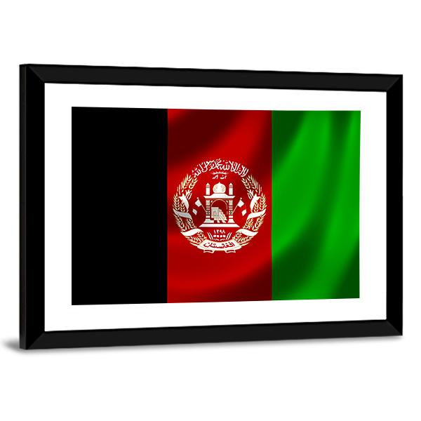 Flag Of Afghanistan Canvas Wall Art-5 Horizontal-Gallery Wrap-22" x 12"-Tiaracle