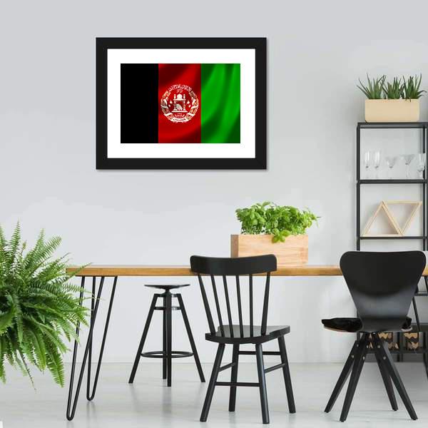 Flag Of Afghanistan Canvas Wall Art-5 Horizontal-Gallery Wrap-22" x 12"-Tiaracle