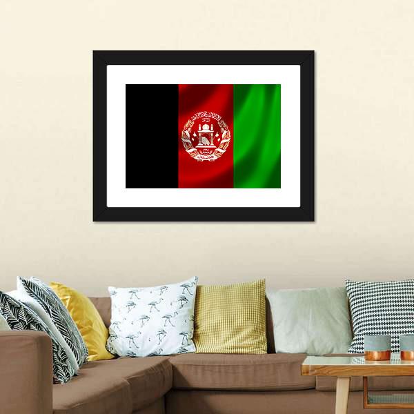 Flag Of Afghanistan Canvas Wall Art-5 Horizontal-Gallery Wrap-22" x 12"-Tiaracle