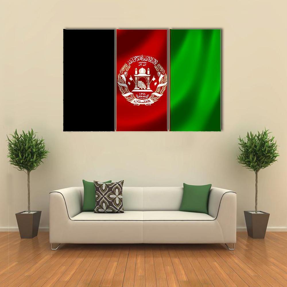 Flag Of Afghanistan Canvas Wall Art-3 Horizontal-Gallery Wrap-37&quot; x 24&quot;-Tiaracle