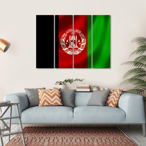 Flag Of Afghanistan Canvas Wall Art-4 Horizontal-Gallery Wrap-34" x 24"-Tiaracle