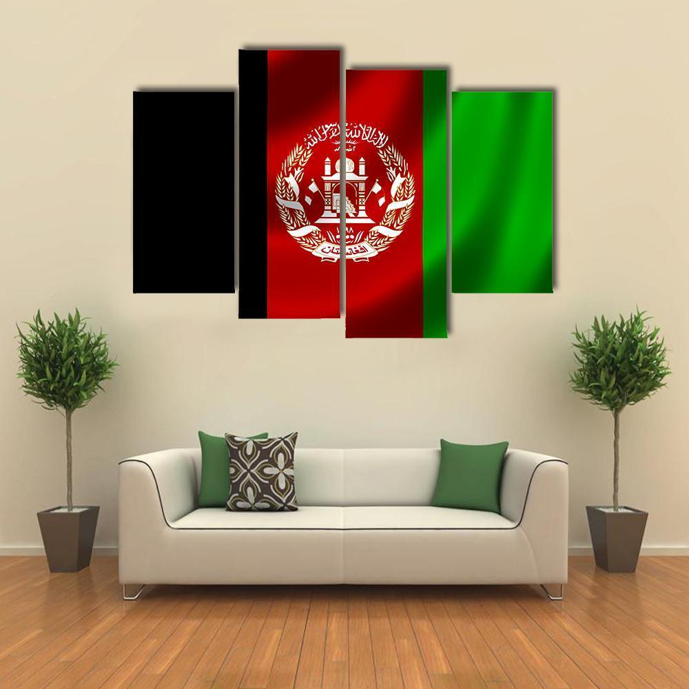 Flag Of Afghanistan Canvas Wall Art-4 Pop-Gallery Wrap-50&quot; x 32&quot;-Tiaracle