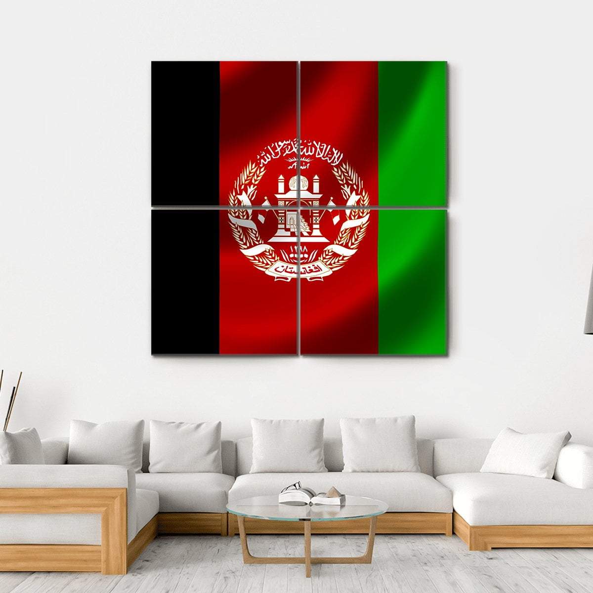 Flag Of Afghanistan Canvas Wall Art-4 Square-Gallery Wrap-17" x 17"-Tiaracle
