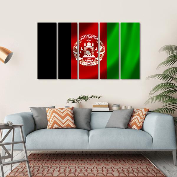 Flag Of Afghanistan Canvas Wall Art-5 Horizontal-Gallery Wrap-22" x 12"-Tiaracle