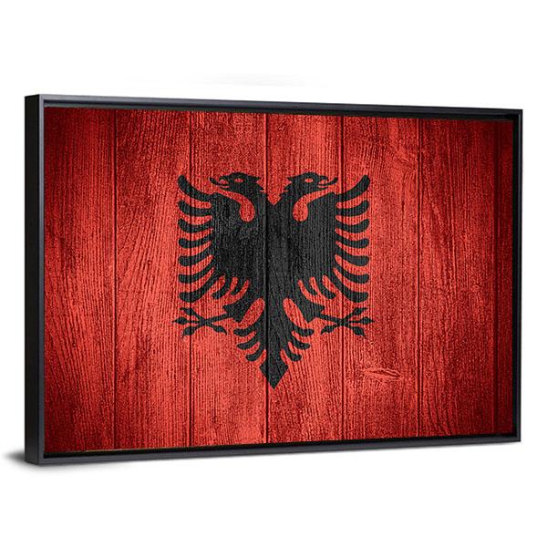 Flag Of Albania Canvas Wall Art-5 Horizontal-Gallery Wrap-22" x 12"-Tiaracle