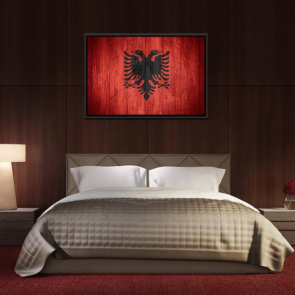 Flag Of Albania Canvas Wall Art-5 Horizontal-Gallery Wrap-22" x 12"-Tiaracle