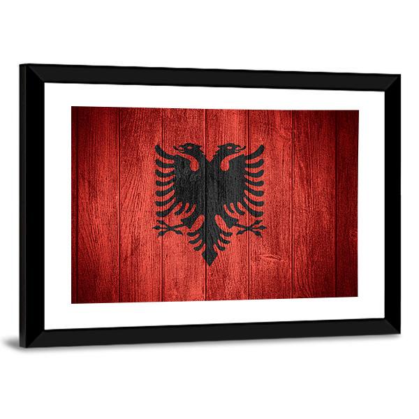 Flag Of Albania Canvas Wall Art-5 Horizontal-Gallery Wrap-22" x 12"-Tiaracle