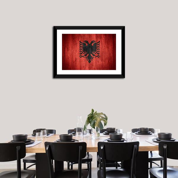Flag Of Albania Canvas Wall Art-5 Horizontal-Gallery Wrap-22" x 12"-Tiaracle