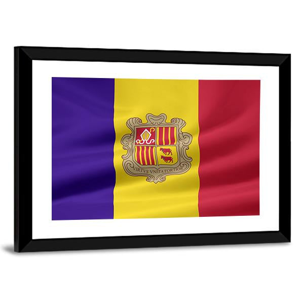 Flag Of Andorra Canvas Wall Art-5 Horizontal-Gallery Wrap-22" x 12"-Tiaracle