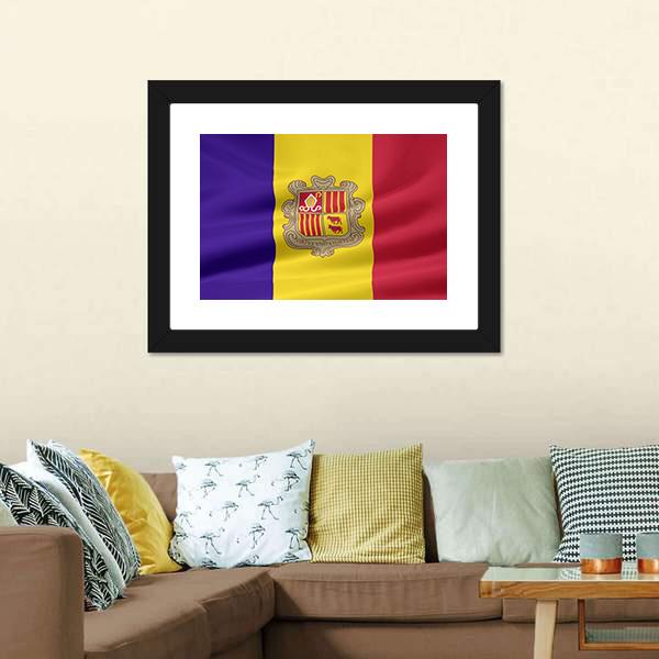 Flag Of Andorra Canvas Wall Art-5 Horizontal-Gallery Wrap-22" x 12"-Tiaracle