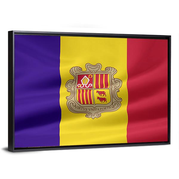 Flag Of Andorra Canvas Wall Art-3 Horizontal-Gallery Wrap-25" x 16"-Tiaracle