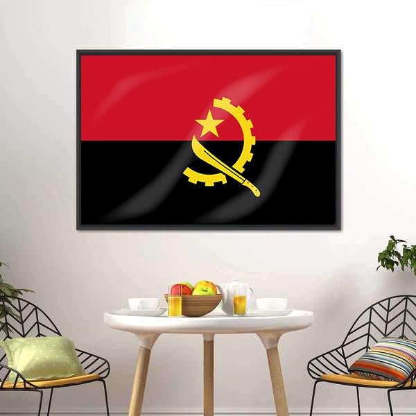 Flag Of Angola Canvas Wall Art-5 Horizontal-Gallery Wrap-22" x 12"-Tiaracle