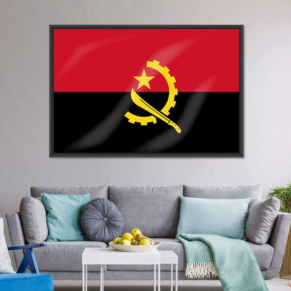 Flag Of Angola Canvas Wall Art-5 Horizontal-Gallery Wrap-22" x 12"-Tiaracle