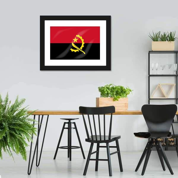Flag Of Angola Canvas Wall Art-5 Horizontal-Gallery Wrap-22" x 12"-Tiaracle