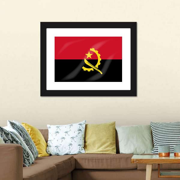 Flag Of Angola Canvas Wall Art-5 Horizontal-Gallery Wrap-22" x 12"-Tiaracle