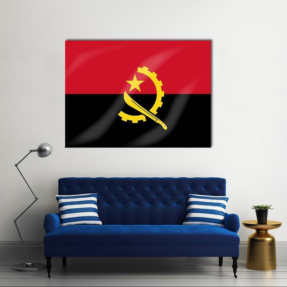 Flag Of Angola Canvas Wall Art-1 Piece-Gallery Wrap-48" x 32"-Tiaracle