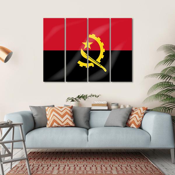 Flag Of Angola Canvas Wall Art-4 Horizontal-Gallery Wrap-34" x 24"-Tiaracle