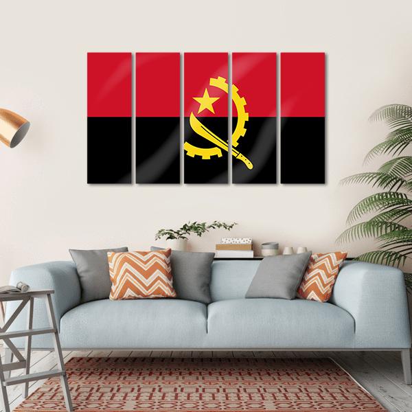 Flag Of Angola Canvas Wall Art-5 Horizontal-Gallery Wrap-22" x 12"-Tiaracle