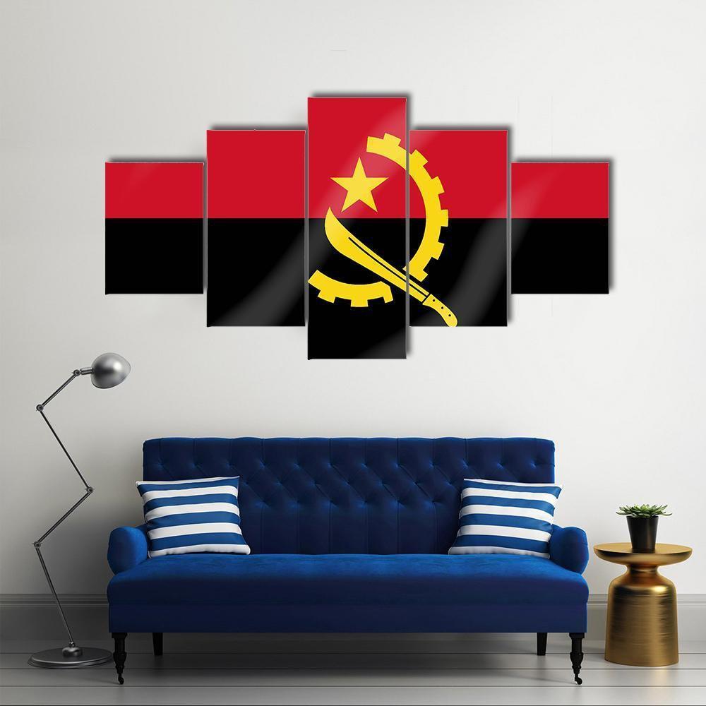 Flag Of Angola Canvas Wall Art-5 Pop-Gallery Wrap-47" x 32"-Tiaracle