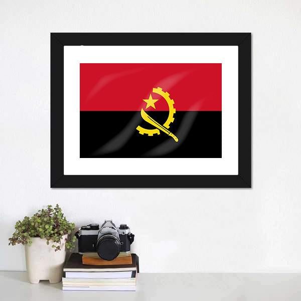 Flag Of Angola Canvas Wall Art-1 Piece-Framed Print-20" x 16"-Tiaracle