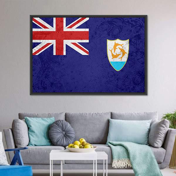 Flag Of Anguilla Canvas Wall Art-5 Horizontal-Gallery Wrap-22" x 12"-Tiaracle