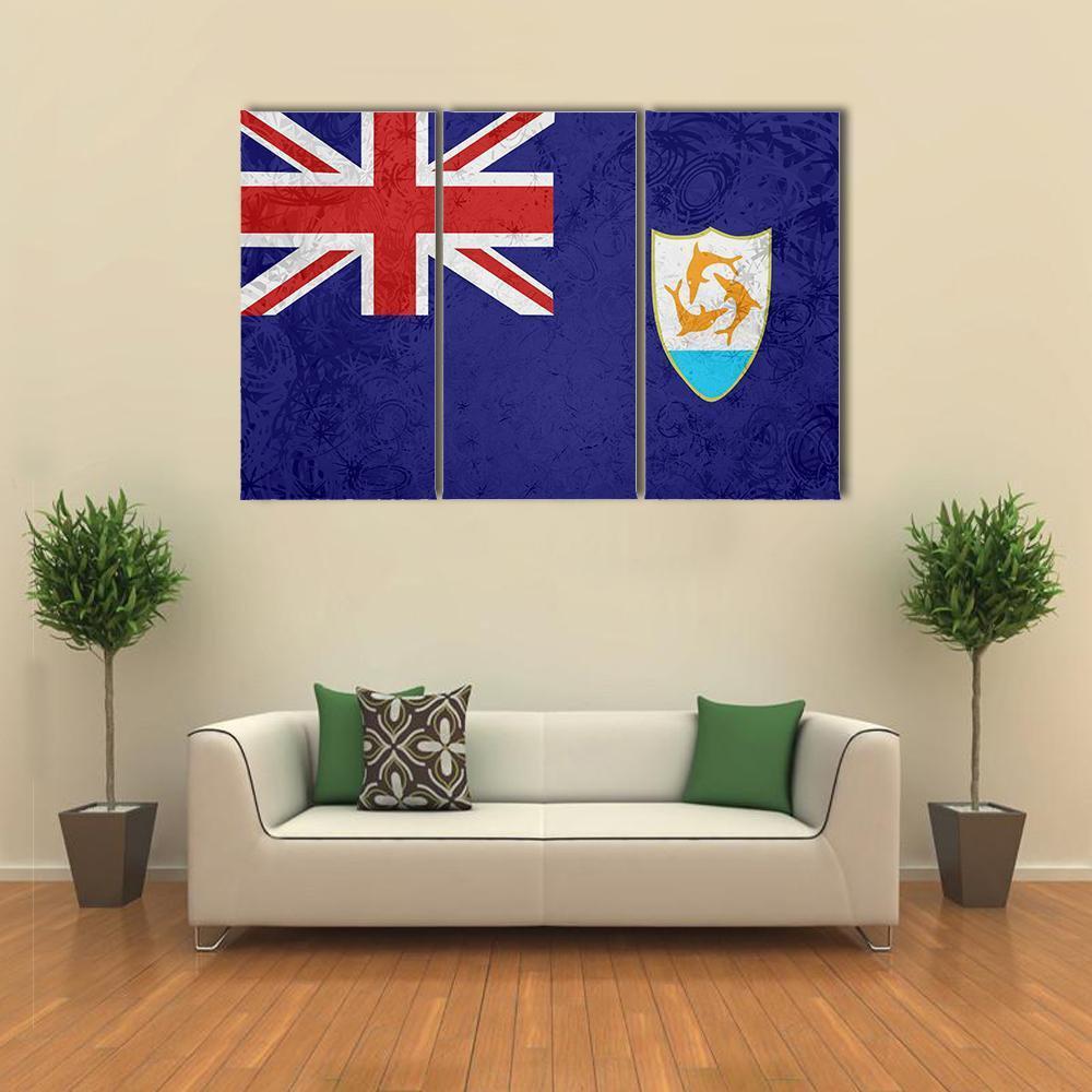 Flag Of Anguilla Canvas Wall Art-3 Horizontal-Gallery Wrap-37" x 24"-Tiaracle