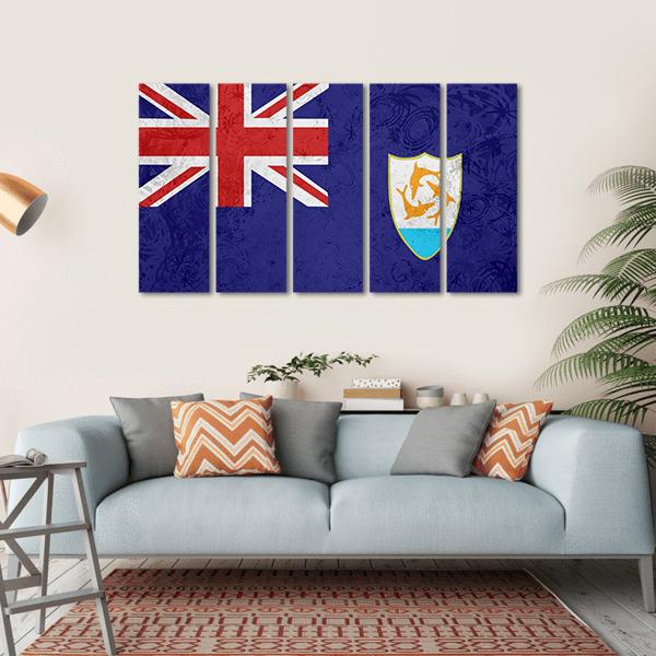 Flag Of Anguilla Canvas Wall Art-5 Horizontal-Gallery Wrap-22" x 12"-Tiaracle