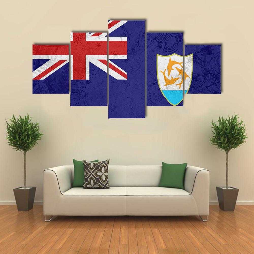 Flag Of Anguilla Canvas Wall Art-5 Star-Gallery Wrap-62" x 32"-Tiaracle