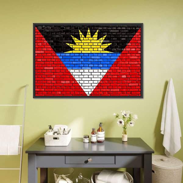 Flag Of Antigua And Barbuda Canvas Wall Art-1 Piece-Floating Frame-24" x 16"-Tiaracle