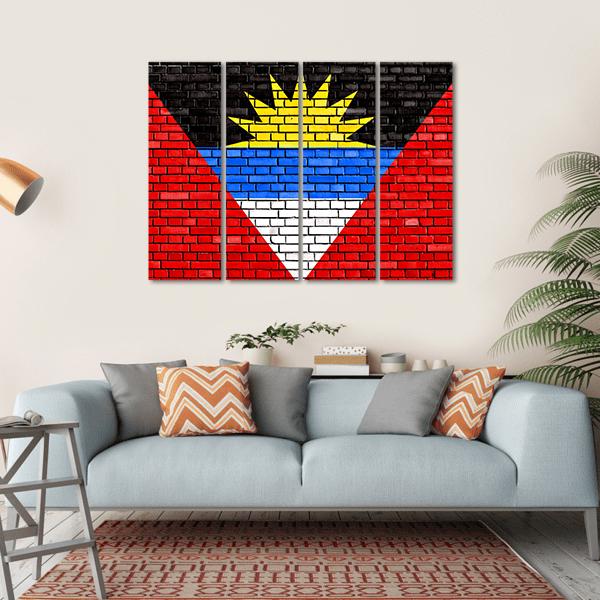 Flag Of Antigua And Barbuda Canvas Wall Art-4 Horizontal-Gallery Wrap-34" x 24"-Tiaracle