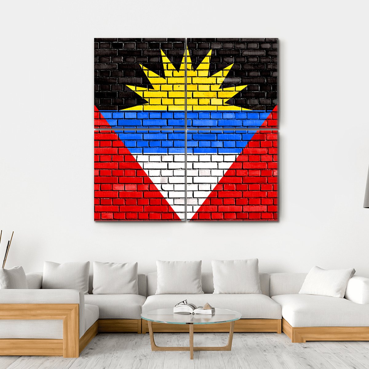 Flag Of Antigua And Barbuda Canvas Wall Art-4 Square-Gallery Wrap-17" x 17"-Tiaracle
