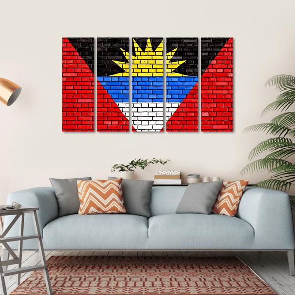 Flag Of Antigua And Barbuda Canvas Wall Art-5 Horizontal-Gallery Wrap-22" x 12"-Tiaracle