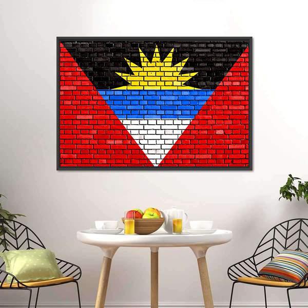 Flag Of Antigua And Barbuda Canvas Wall Art-3 Horizontal-Gallery Wrap-25" x 16"-Tiaracle