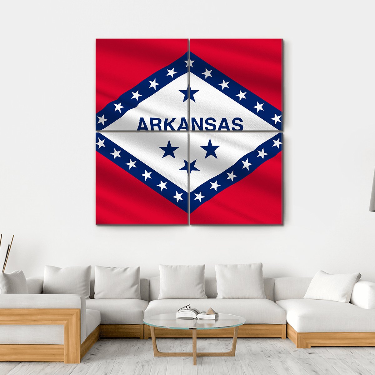 Flag Of Arkansas Canvas Wall Art-4 Square-Gallery Wrap-17" x 17"-Tiaracle