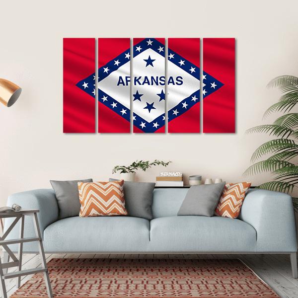 Flag Of Arkansas Canvas Wall Art-5 Horizontal-Gallery Wrap-22" x 12"-Tiaracle