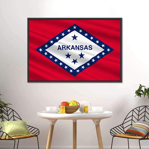 Flag Of Arkansas Canvas Wall Art-5 Horizontal-Gallery Wrap-22" x 12"-Tiaracle