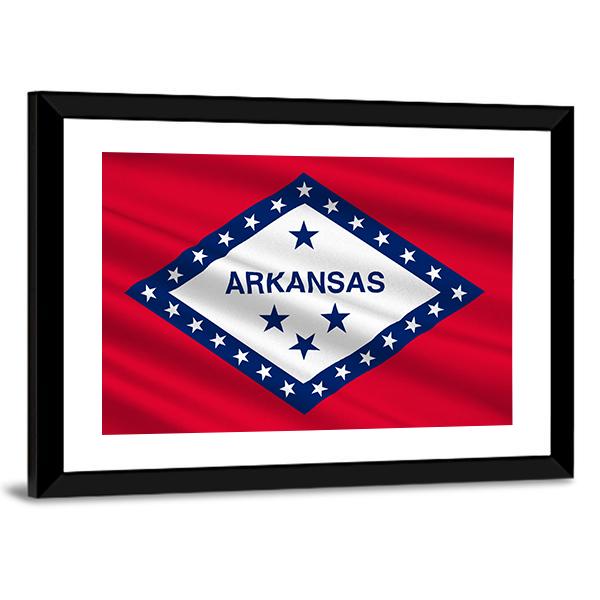 Flag Of Arkansas Canvas Wall Art-5 Horizontal-Gallery Wrap-22" x 12"-Tiaracle