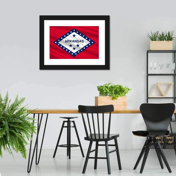 Flag Of Arkansas Canvas Wall Art-5 Horizontal-Gallery Wrap-22" x 12"-Tiaracle