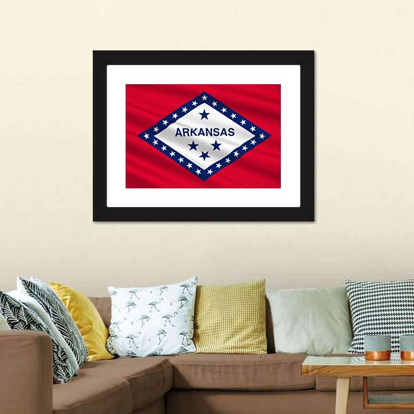 Flag Of Arkansas Canvas Wall Art-5 Horizontal-Gallery Wrap-22" x 12"-Tiaracle