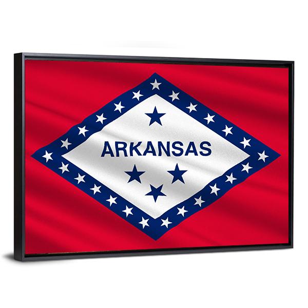 Flag Of Arkansas Canvas Wall Art-5 Horizontal-Gallery Wrap-22" x 12"-Tiaracle