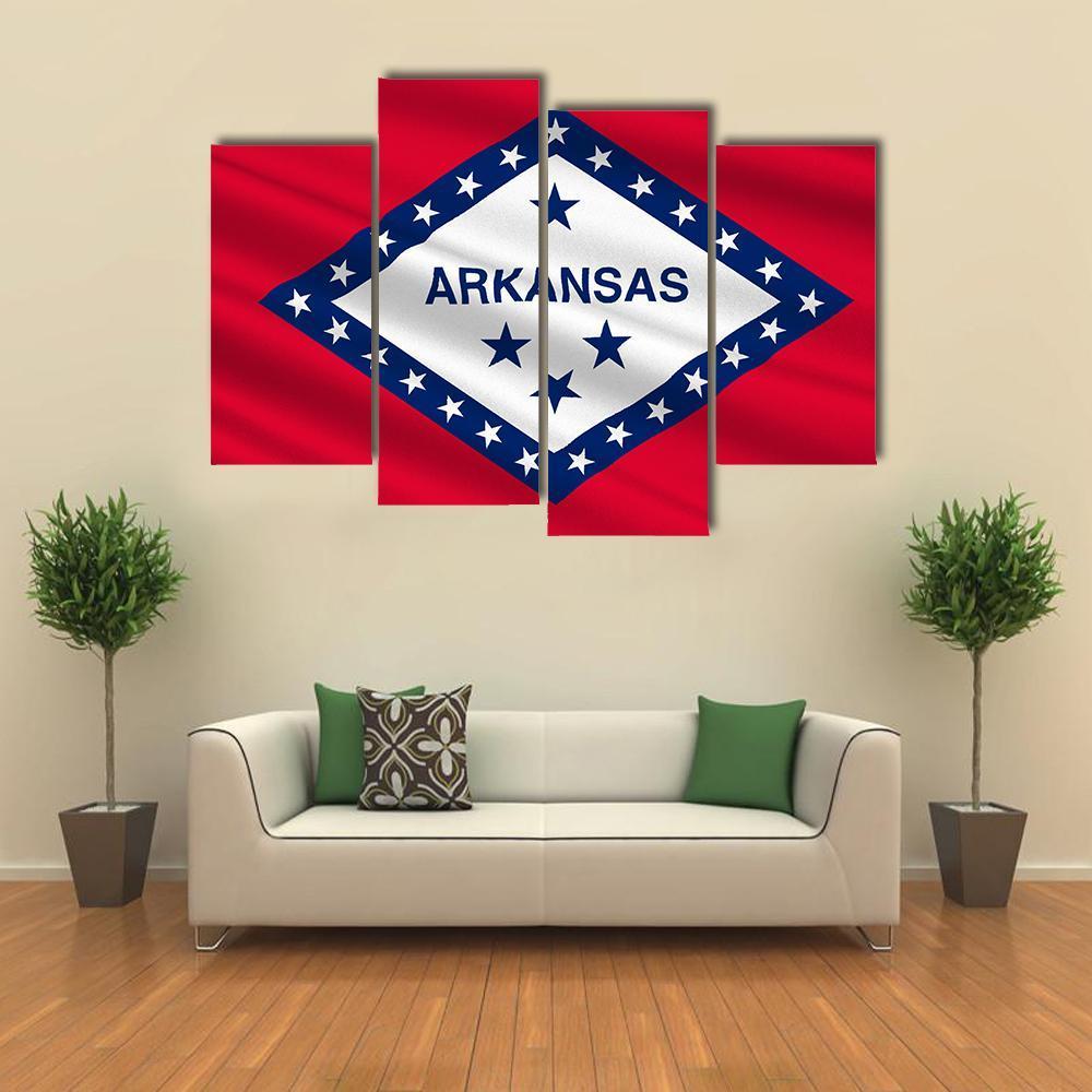 Flag Of Arkansas Canvas Wall Art-4 Pop-Gallery Wrap-50" x 32"-Tiaracle