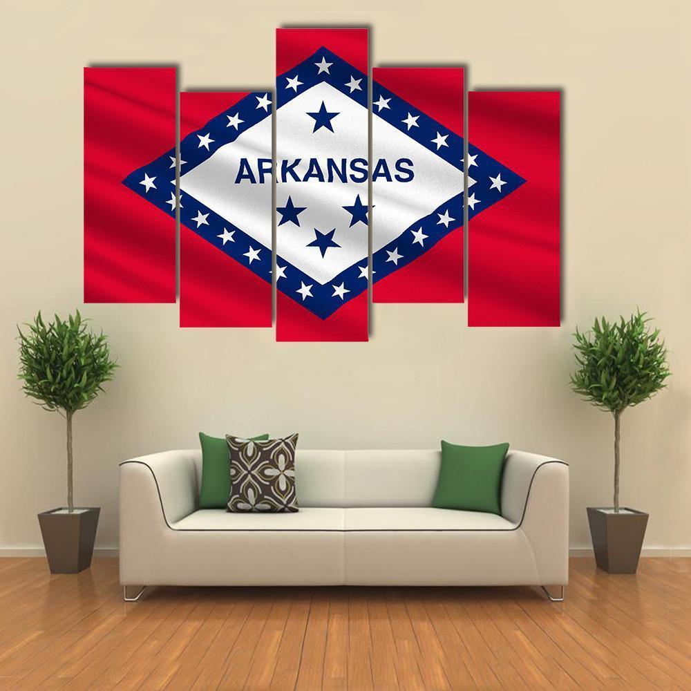 Flag Of Arkansas Canvas Wall Art-5 Pop-Gallery Wrap-47" x 32"-Tiaracle