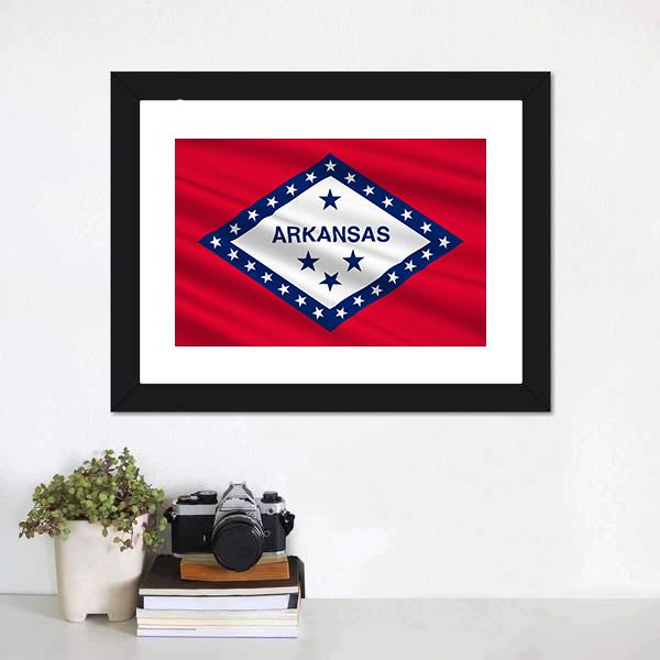 Flag Of Arkansas Canvas Wall Art-1 Piece-Framed Print-20" x 16"-Tiaracle