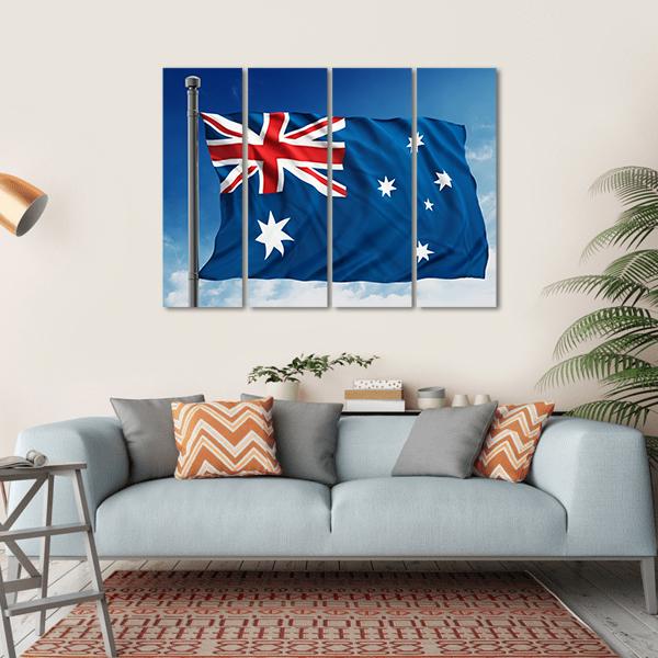 Flag Of Australia Canvas Wall Art-4 Horizontal-Gallery Wrap-34" x 24"-Tiaracle